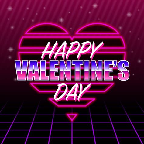 80s Style Valentines Neon Heart Design Free Vector File