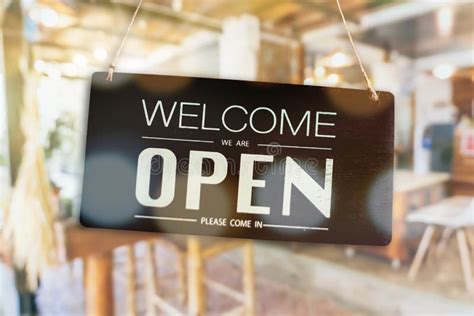 Welcome Open Sign For Business Background Stock Photo Image Of Person