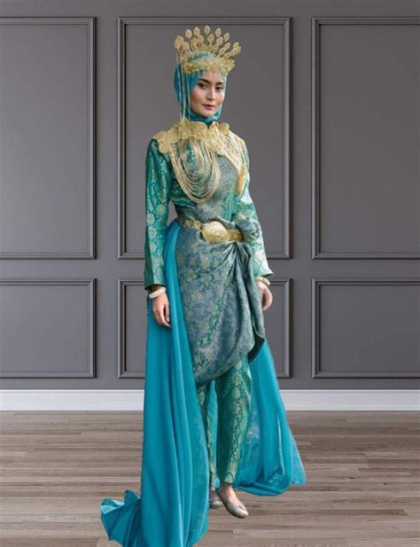Baju Tradisional Puteri Perak Turquoise Saiz M L Fauzan Fadzil