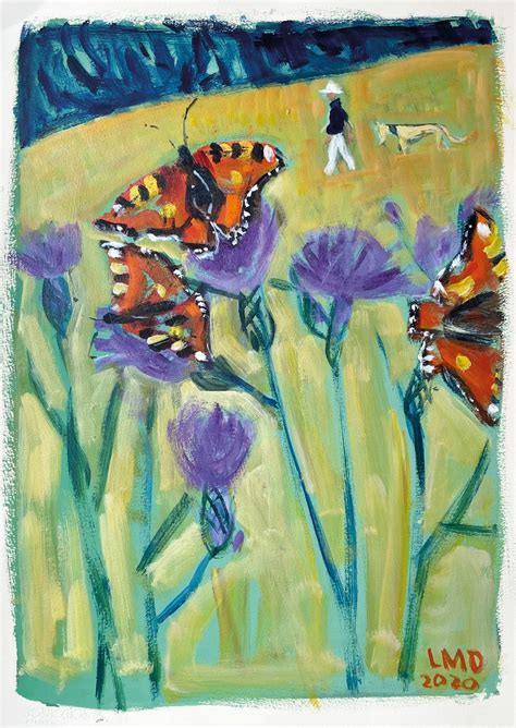 lucy dickens butterflies and thistles cricket fine art