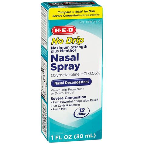 H E B No Drip Maximum Strength Plus Menthol Nasal Spray Shop Medicines And Treatments At H E B