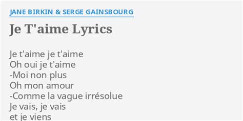 Je Taime Lyrics By Jane Birkin And Serge Gainsbourg Je Taime Je T