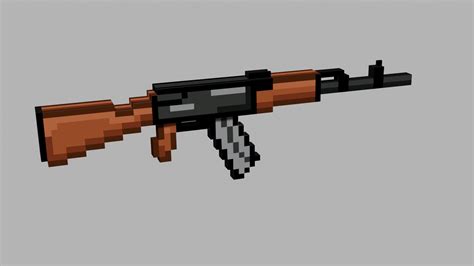 3d Model Ak 74 Pixel Weapons Vr Ar Low Poly Cgtrader