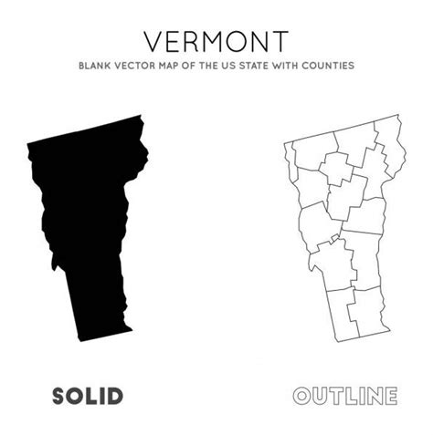 Vermont Map Blank Vector Map Of The Us State With Counties Borders Of