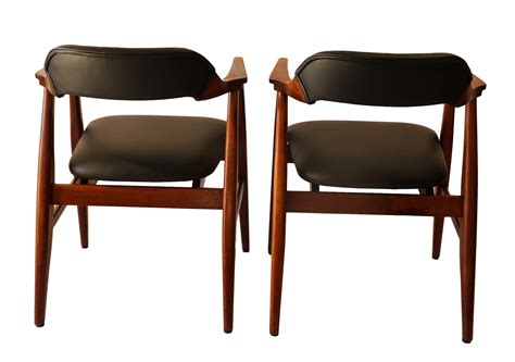 Pair Mid Century Modern Leather Side Chairs Mary Kays Furniture