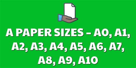 Dimensions of the a series paper sizes 4a0, 2a0, a0, a1, a2, a3, a4, a5, a6, a7, a8, a9 and a10 in both inches and mm, cm measurements can be obtained from the mm values and feet from the inch values. A Paper Sizes - A0, A1, A2, A3, A4, A5, A6, A7, A8, A9, A10