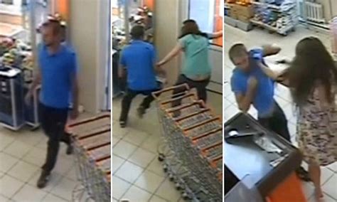 cctv captures moment women kick and wrestle male shoplifter in russia sexiz pix