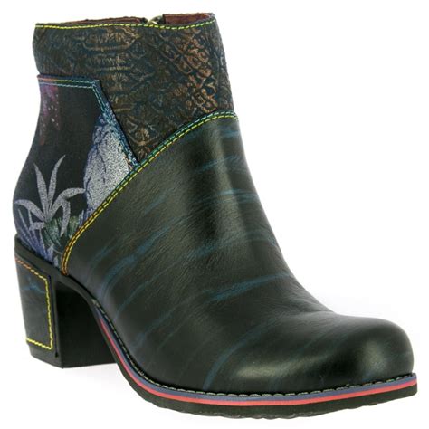 Laura Vita Womens Christie 05 Blue Zip Up Heeled Ankle Boots