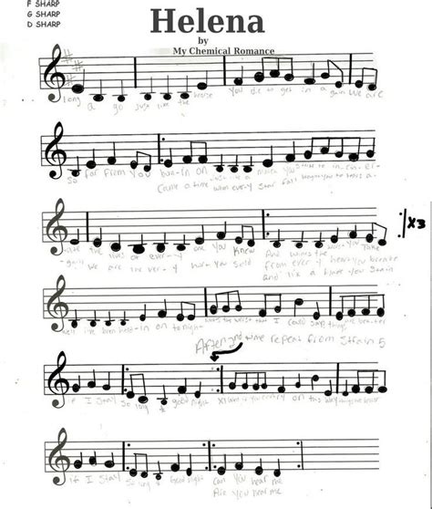 Play helena chords using simple video lessons. my chemical romance violin sheet Music easy | Helena by My ...