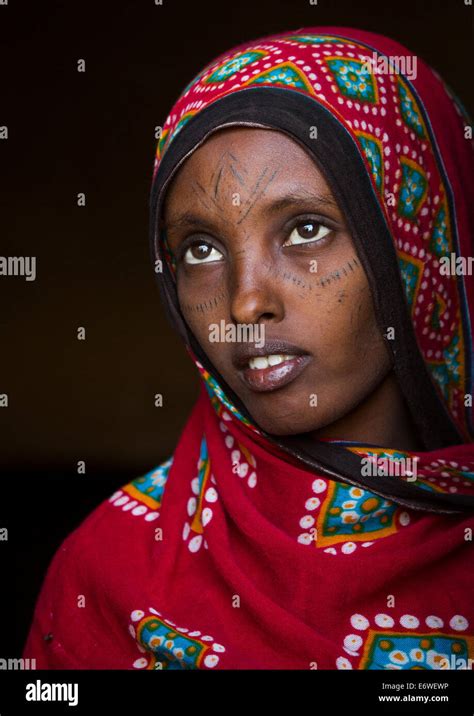 Afar Tribe Woman With Scarifications On Her Face Assaita Afar