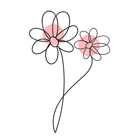 Flower Art Vector Flower Line Art Cute Flower Line Art Png And