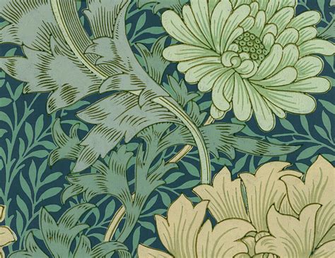 William Morris Wallpaper Sample With Chrysanthemum Painting By William