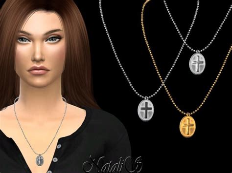 The Sims Resource Cross Medallion Necklace By Natalis • Sims 4 Downloads