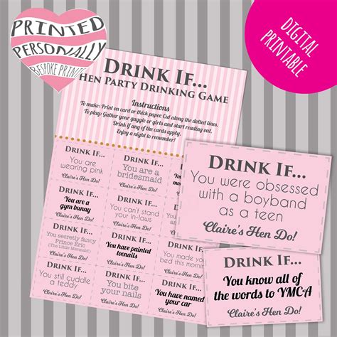 Personalised Hen Party Game Drinking Game Drink If Game Etsy Uk
