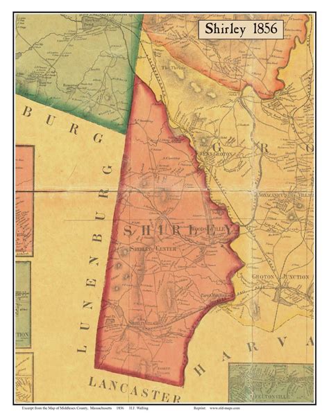 Middlesex County Ma 1856 Wall Map