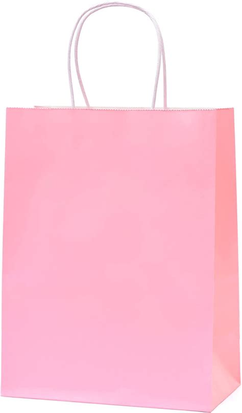Medium Pink Paper Bags With Handle 60 Pack Pink T Bags Shopping