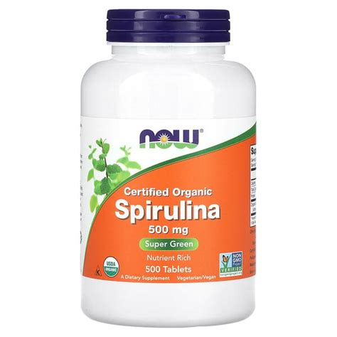 NOW Foods Certified Organic Spirulina 500 Mg 500 Tablets