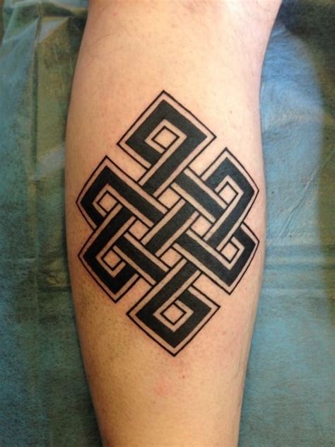 My New Buddhist Endless Knot Tattoo Back Of Left Calf By Ben At