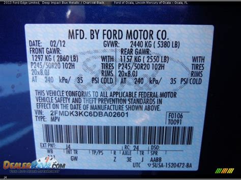 Ford Deep Impact Blue Color Code
