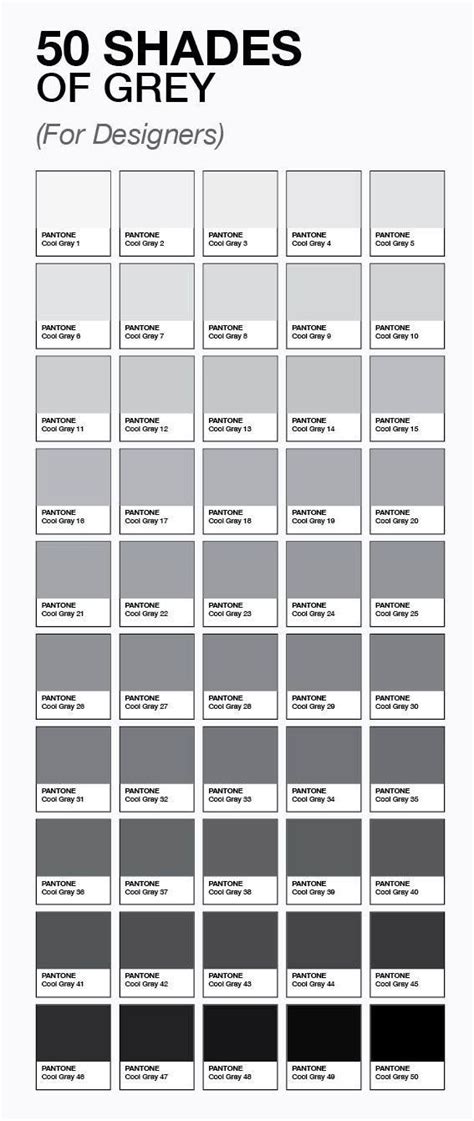 The True 50 Shades Of Grey For Designers Grey Colour Chart Grey