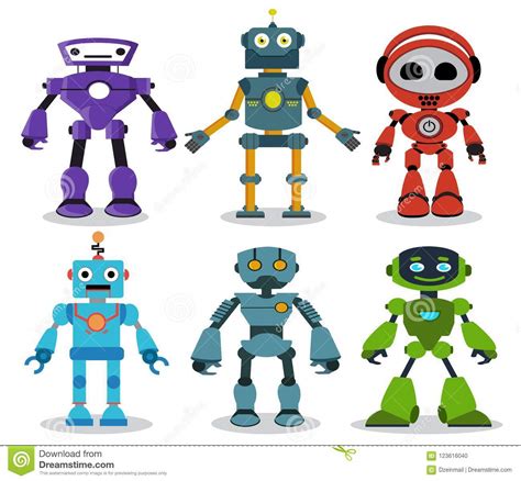 Los Personajes De Dibujos Animados Del Vector De Los Juguetes Del Robot
