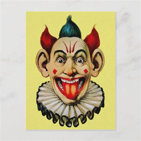 Creepy Vintage Clown Postcard Zazzle