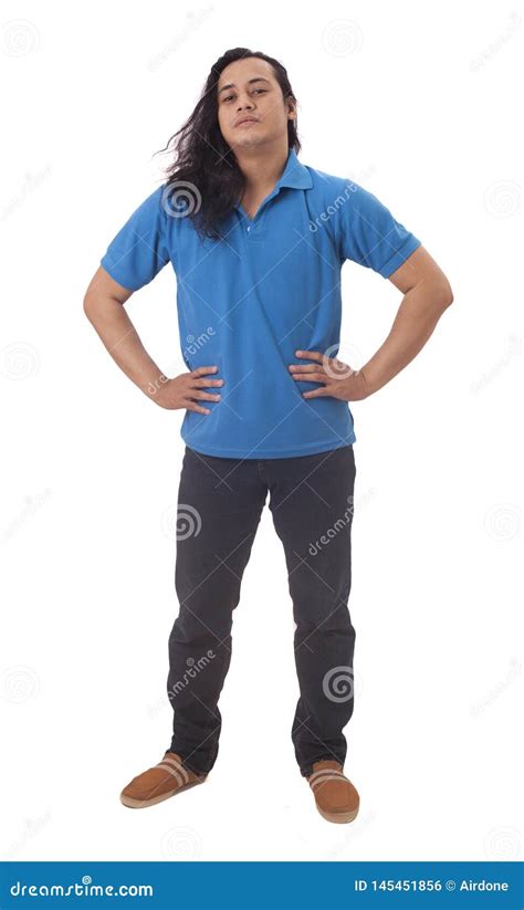 Young Man Smiling With Hands On Hips Stock Photo Image Of Isolated