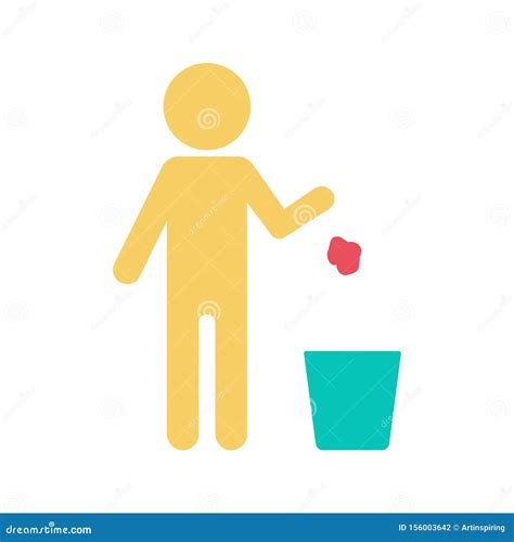 Person Throw Garbage In The Trash Bin Icon Stock Vector Illustration