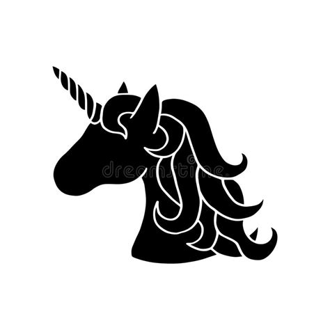 Black Silhouette Of Unicorn`s Head Vector Stock Vector Illustration