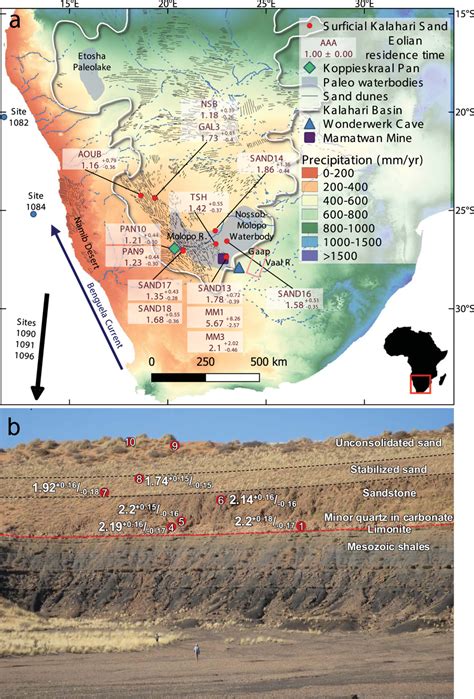 Eolian Chronology Of The Kalahari Desert Sand A Locations Of Sand