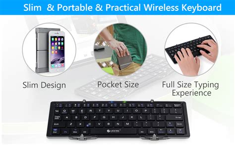 Esynic Bluetooth Foldable Keyboard Wireless Keyboards Folding Bluetooth