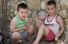 albania people brothers two ozoutback himara ionian coast town near young small