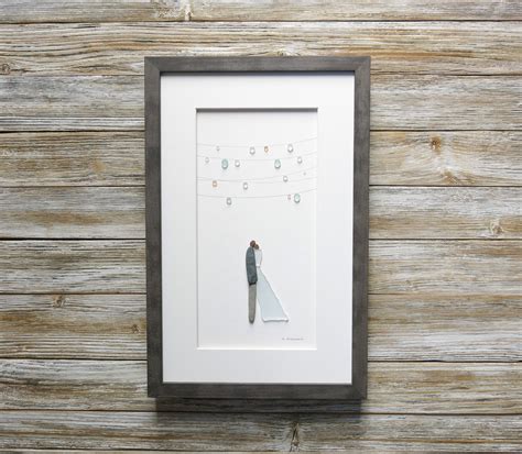 Pebble & Sea Glass Art Wedding Couple...an Original of Sketched in ...