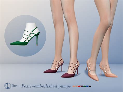 The Sims Resource Jius Pearl Embellished Pumps 01