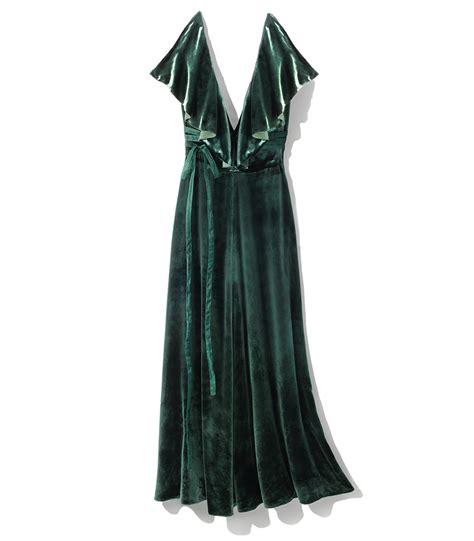 Valentino Green Ruffle Velvet Dress Green Ruffle Velvet Dress