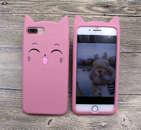 3d Cute Cartoon Animal Cat Ear Silicone Case For For Iphone 6 6s 7 8
