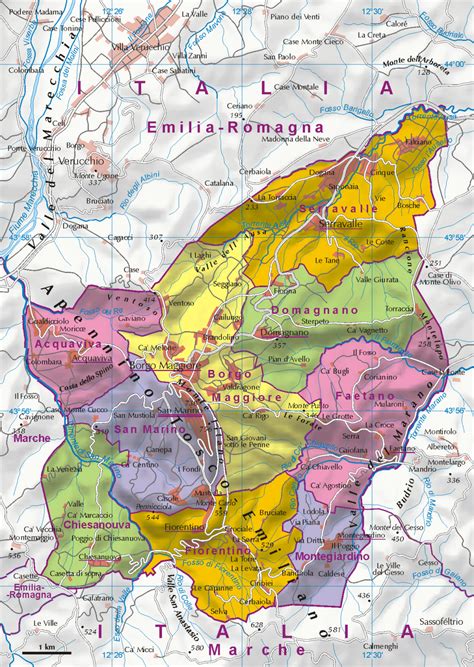 Ripóbblica d' san marein), also known as the most serene republic of san marino. Map of San Marino