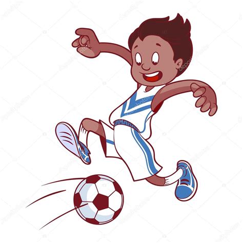 Cheerful Child Playing In Football Cartoon Vector Illustration