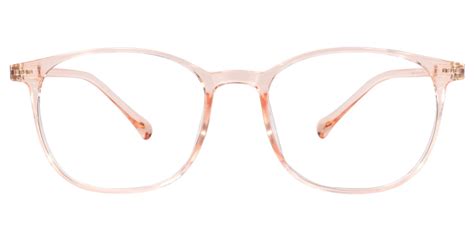 in clear pink this translucent frame is almost crystal like in beauty this full rimmed round