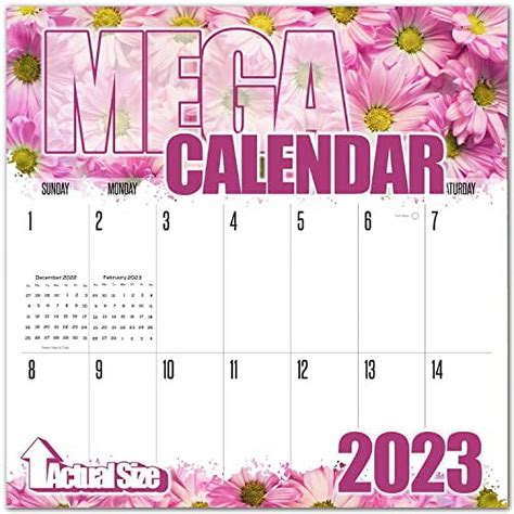 2022 2023 Large Grid Wall Calendar Flowers Large Print Big Grid Wall