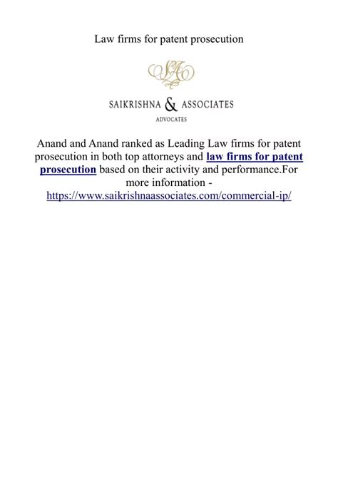 Ppt Law Firms For Patent Prosecution Powerpoint Presentation Free