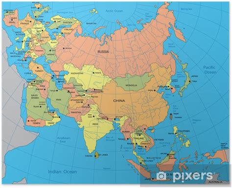 Plakat Polityczna Mapa Eurazji • Pixers® Żyjemy By Zmieniać