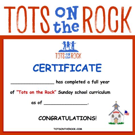 Free Sunday School Lessons Graduation Certificate Tots On The Rock