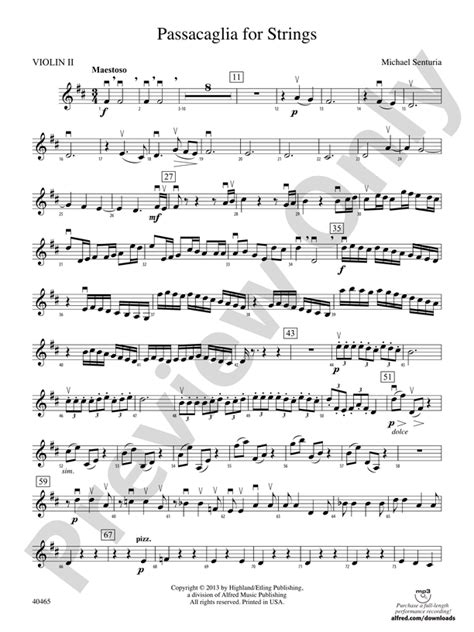 Passacaglia For Strings 2nd Violin 2nd Violin Part Digital Sheet
