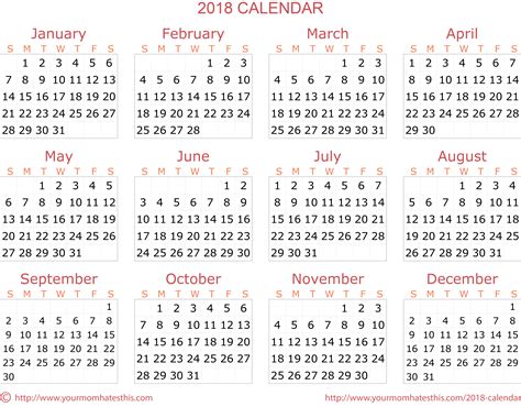 Calendar 2018 Transparent Png Png Mart