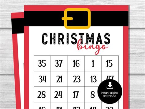 christmas bingo 100 bingo cards holiday party game fun printable group game christmas eve