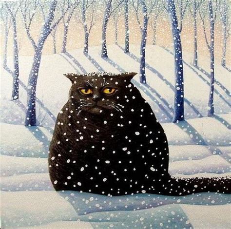Winter Cat Paintings Vicky Mount Snowy