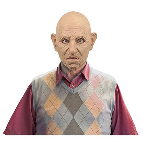 Grumpy Old Man Adult Latex Mask Bald Grandpa Wrinkled Halloween