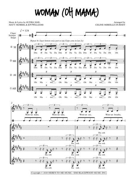 Woman Oh Mama By Joy Williams Ssaa Digital Sheet Music Sheet