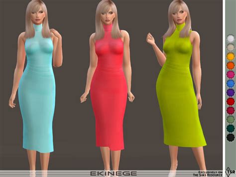 Sleeveless Turtleneck Dress By Ekinege At Tsr Sims 4 Updates